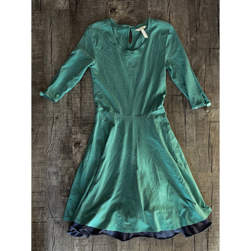 Matilda Jane Joanna Gaines Teal Green Knit Dress 3/4 Sleeve XS